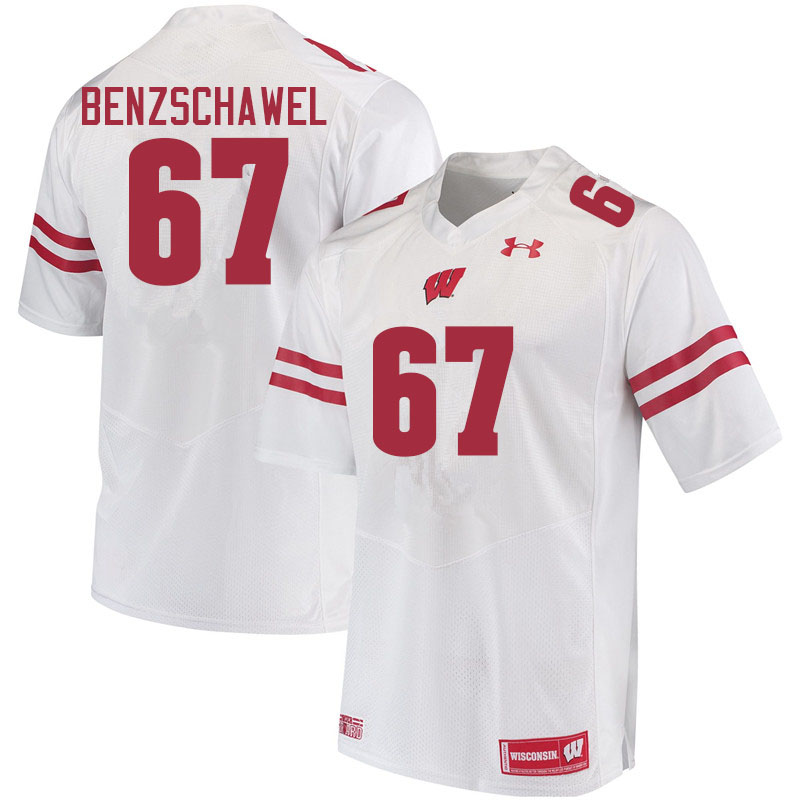 Men #67 JP Benzschawel Wisconsin Badgers College Football Jerseys Sale-White - Click Image to Close